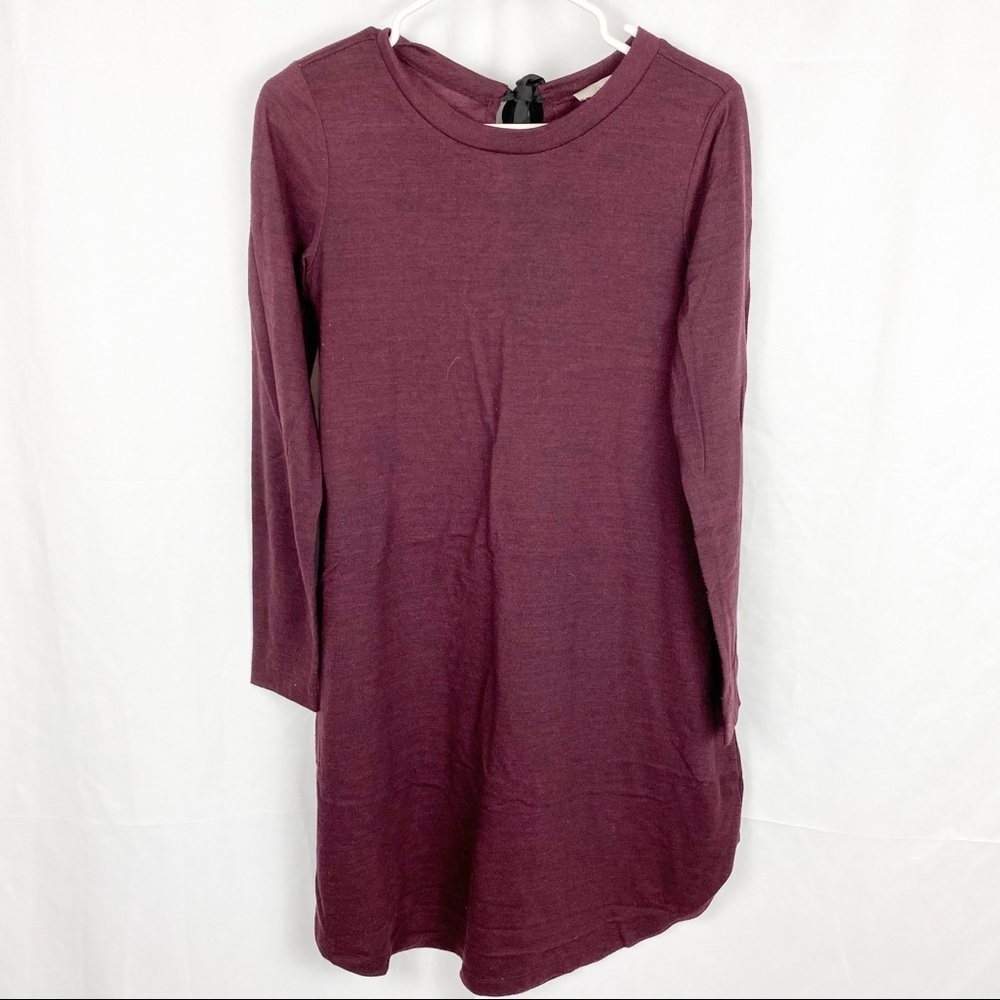 LOFT Burgundy Sweater Dress, Ribbon Back Tie